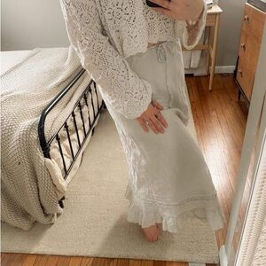 Cream 100% Linen Skirt